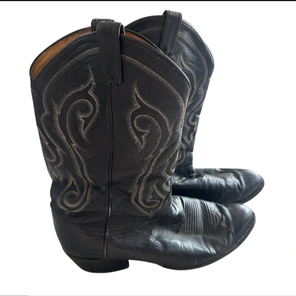 Tony Lama Black‎ cow boy men boots 12 EE